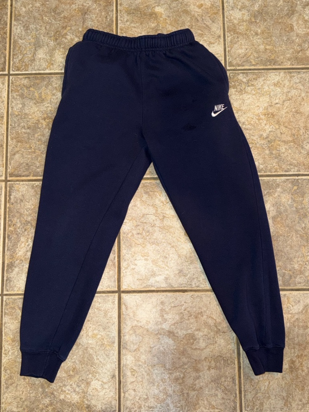 Nike mens Navy Jogger Sweatpants with White Logo size medium